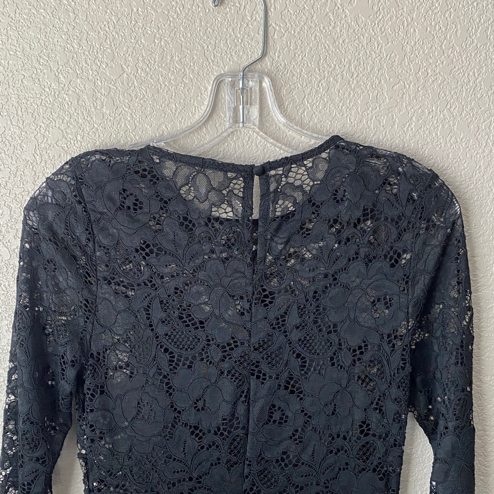 A New Day Black Floral Women's Long Sleeve Midi Lace Dress - (Reduced Price!!!) - Picture 6 of 10